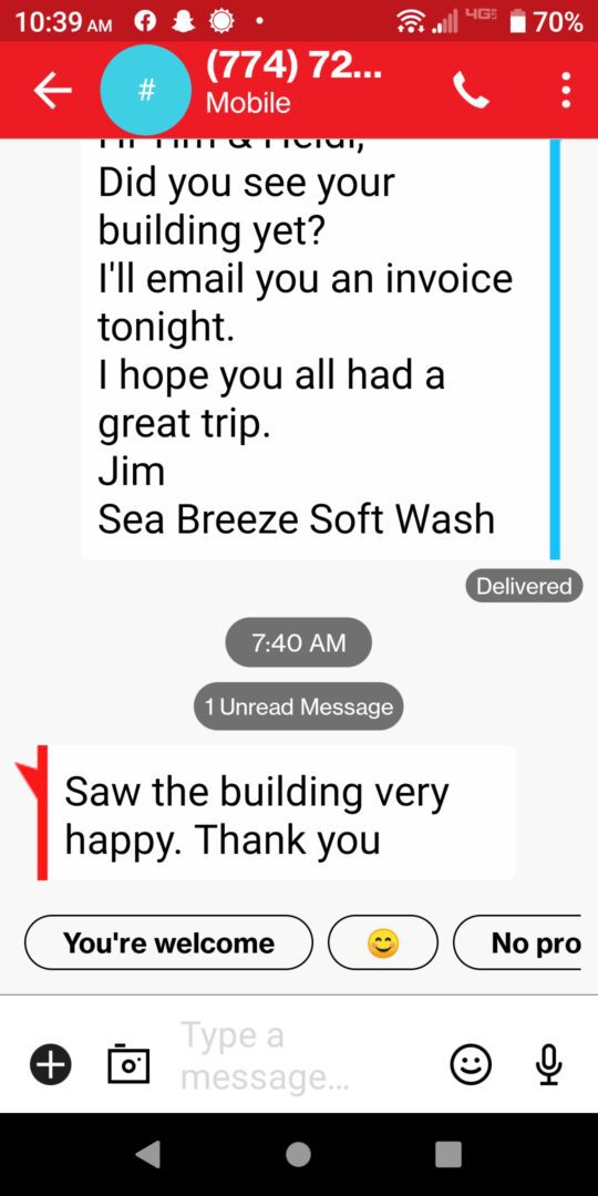 Sea Breeze Soft Wash Replying To Its Customers Reviews