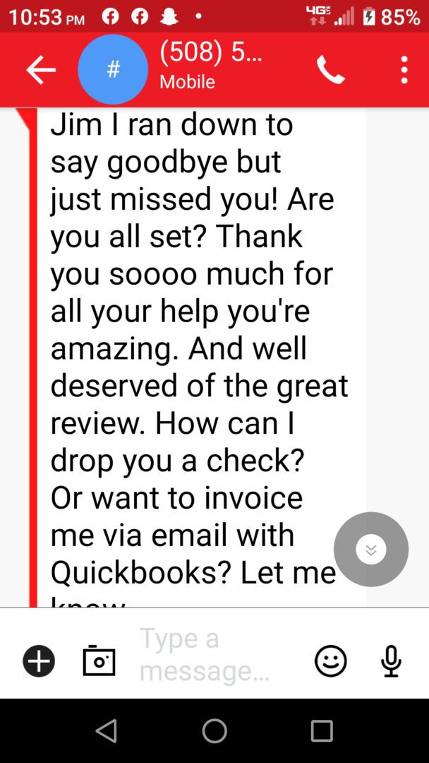 Image of review from a client